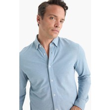 DeFacto Regular Fit Polo Yaka Penye Uzun Kollu Gömlek E8067AX25AU