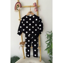 Miniğimin Cicileri Puantiye Dataylı Taytlı Kız Çocuk takım - Siyah