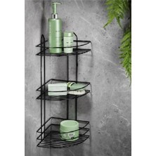 Köşelik Banyo 3 Raflı Siyah Metal -56574