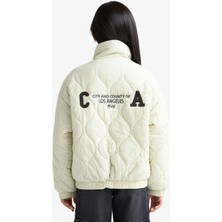 DeFacto Su Geçirmez Sırt Baskılı Fermuarlı Kapitoneli Mont Kız Çocuk E9937A825AU