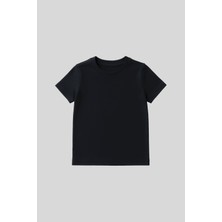 Lacivert O Yaka Standart Fit Basic Unisex Çocuk T-Shirt - 11328