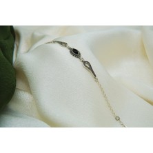 Siyah İnci Oltutaşı 925 Ayar Gümüş Oltutaşı Bileklik SB00019