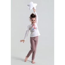 Kız Çocuk Pamuklu Bisiklet Yaka Happy Baskılı Uzun Kollu Pijama Takımı 9249 Vızon