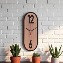 Ergeç Tasarım Dikdörtgen Ahşap Minimal Duvar Saati – 40×15 Cm, Sessiz Mekanizma, Modern Tasarım