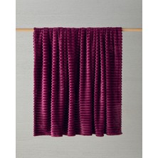 Modern Line Çizgili Super Soft Tek Kişilik Battaniye 150X200 cm Mürdüm