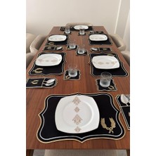 Edalım Keten Nakışlı Amerikan Servis Takımı 19 Parça Siyah