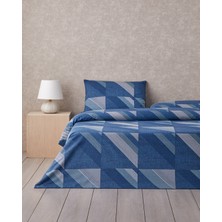 English Home Triangle Flow Kolay Ütülenir Tek Kişilik Çarşaflı Nevresim Takımı 160x220 cm Lacivert