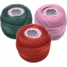 3 Adet Kaplan Etamin ve Kanaviçe Ipi 8 No Kod/renk: 726 - Pudra - 918 - Ryl