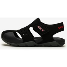 Skechers Side Wave Bantlı Siyah Erkek Çocuk Sandalet Hafif ve Esnek Suni Deri Taban 92330L