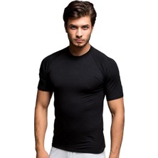 Thermoform Bambu T-Shirt Nemi Uzaklaştırıcı Organik Pamuk Günlük Kullanım İçin Erkek Siyah