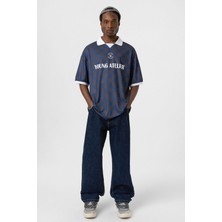 Oversize Polo Yaka Forma Tişört Kahve/indigo