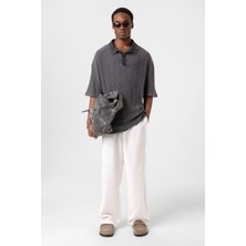 Polo Yaka Oversize Triko Siyah