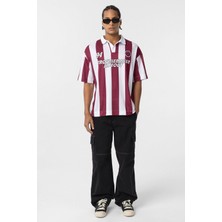 Oversize Polo Yaka Forma Tişört Bordo