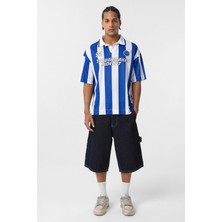 Oversize Polo Yaka Forma Tişört Saks