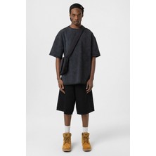 Yıkamalı Basic Oversize Tişört Siyah