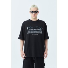 Atelier Kabartma Baskılı Oversize Tişört Siyah