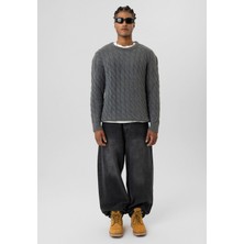 Oversize Triko Kazak Füme