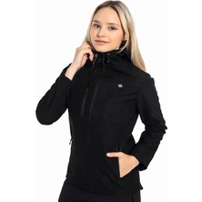 Crozwise Siyah Kadın Su Geçirmez Softshell Outdoor Mont / Ceket - 5037-10