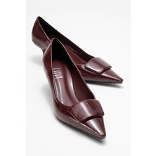 Marcıa Bordo Baskı Tokalı Kadın Topuklu Ayakkabı