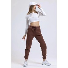 3 Iplik Şardonlu Paça Lastikli Eşofman Kahve IS001