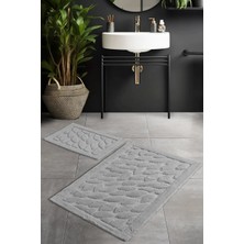 Pierre Cardin Pamuk Banyo Paspas Seti Leaf Gri