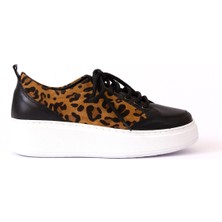 Hakiki Deri Kadın Sneaker Ayakkabı -LEOPAR-25PST9078