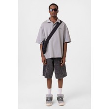 Polo Yaka Oversize Tişört Gri