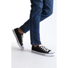 JY0422 Luke Bağcıklı Keten Kumaş Erkek Günlük Sneaker Ayakkabı Kbt - Siyah
