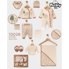 Erkek Bebek 0-3 Ay Organik Müslin Kumaş Newborn Ayıcık Nakışlı 10 Lu Set