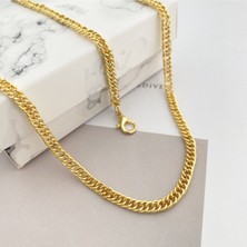 Balık Sırtı Kolye Bileklik Seti Pirinç Gold 50+5cm