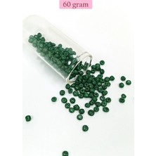 Dökme Cam Kum Boncuk Büyük Boy (6/0) 4 mm - 60 Gram - Koyu Yeşil - BNC140