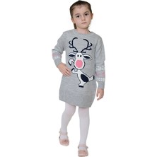 Kız Çocuk Kışlık Elbise Geyik Desenli