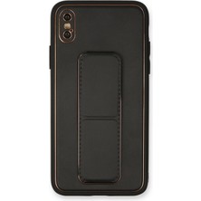 iPhone Xs Max Kılıf Coco Deri Standlı Kapak - Siyah - DROPX4398-4017