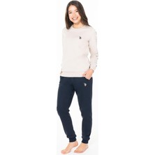 Kadın 2 Iplik Kışlık Uzunkol Cepli Dar Paça Ev Giyim Pijama Takım, %100 Pamuk