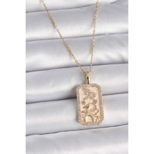 Derin Stok 316L Çelik Gold Renk Zincir Oğlak Burcu Zirkon Taşlı Kadın Ke