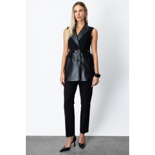 Ekol Kadın Yüksek Bel Boru Paça Pantolon 5091 Siyah