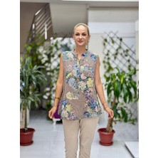 LS8819D Kolsuz Pamukketen Cepli Italyan Bluz Vizon