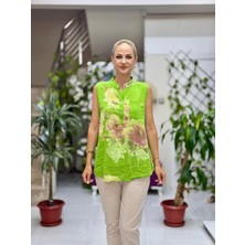 LS8819A Kolsuz Pamukketen Cepli Italyan Bluz Yeşil