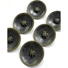 Italyan Vintage Büyük Boy Düğmesi / 6 Lı Set / 3,8 cm / Haki