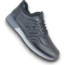 Alvino 745 Siyah Hakiki Deri Ortopedik Rahat Lastikli Mevsimlik Erkek Ayakkabı