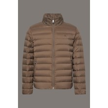 Erkek Normal Kalıp Kapüşonlu Hafif Şişme Mont - Vizon