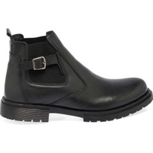 0412 Siyah Hakiki Deri Ortopedik Taban Erkek Bot