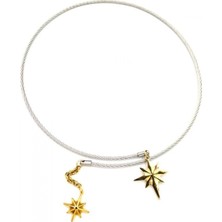 Kutup Yıldızı Tasma Kolye - Gümüş