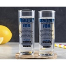 BK Gift Renkli Baskılı Absolutely Vodka Tasarımlı Kulpsuz Ikili Vodka Bardağı 2 Parça