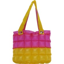 Louisiana Polo Kadın Plaj Çantası Sarı Pembe Şişme Omuz Çanta Plj02