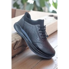 9851 Siyah Hakiki Deri Ortopedik Erkek Günlük Ayakkabı