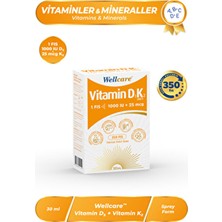 Wellcare Vitamin D3 + K2 Sprey 30 ml Aromasız Gluten İçermeyen Takviye Edici Gıda