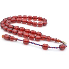 Zeyzun Imzalı Kapsül Kesim Turuncu Sıkma Kehribar Tesbih