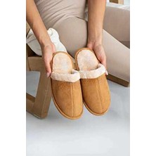 Behtah Kundura Unisex Kahverengi Peluş Ev Terliği Ses Yapmaz Taban ile Kadın Kullanıcılar İçin Rahatlık