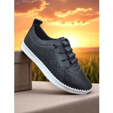 555 Siyah Beyaz Hafif Rahat Ortopedik Günlük Kadın Ayakkabı